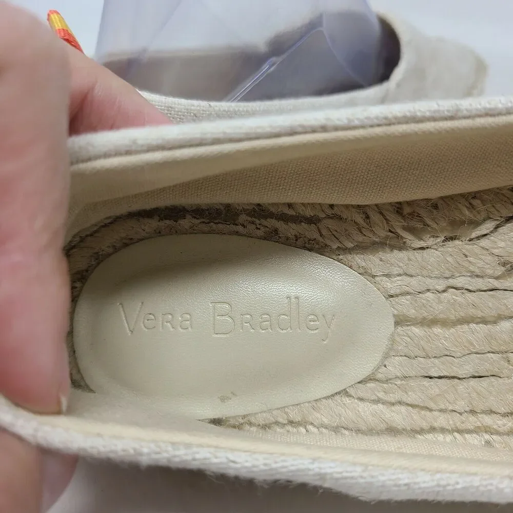 Vera Bradley Embellished Espadrilles in Dune Size 7 M Embroidered Flowers Spring